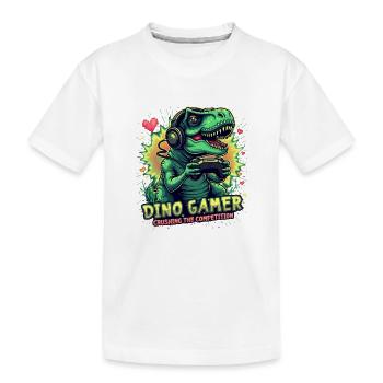 Dino Gamer Joystick Dinosaure - T-shirt bio Premium Enfant - blanc - Devant
