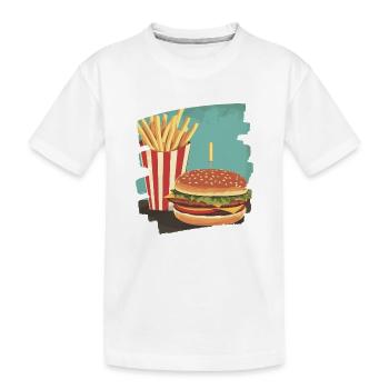 Burger und Fritten Retro - Kinder Premium Bio T-Shirt - Weiß - Vorne