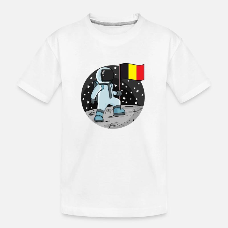 Astronaute avec drapeau belge dans l’espace - T-shirt bio Premium Enfant - blanc