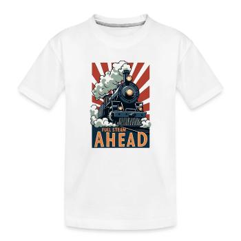Voll Dampf Voran Lokomotiv Poster - Kinder Premium Bio T-Shirt - Weiß - Vorne