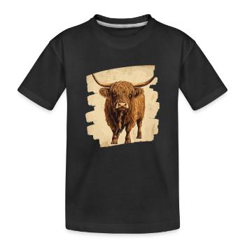 Scottish Highland cattle - Kids' Premium Organic T-Shirt - black - Front