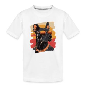 Dobermann - Kinder Premium Bio T-Shirt - Weiß - Vorne