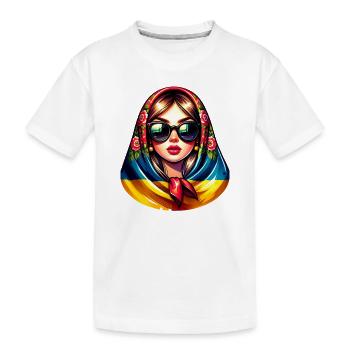 Ukraine Matroschka mit Sonnenbrille für Ukrainer - Kinder Premium Bio T-Shirt - Weiß - Vorne
