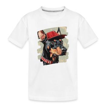 Dobermann - Kinder Premium Bio T-Shirt - Weiß - Vorne