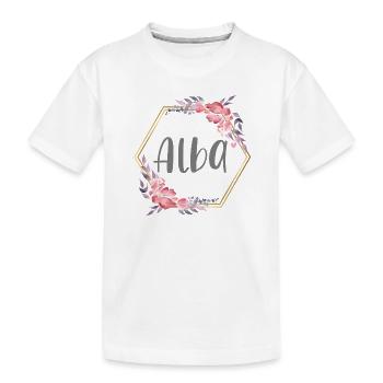 Alba Girl Name Personalized Gift - Kids' Premium Organic T-Shirt - white - Front