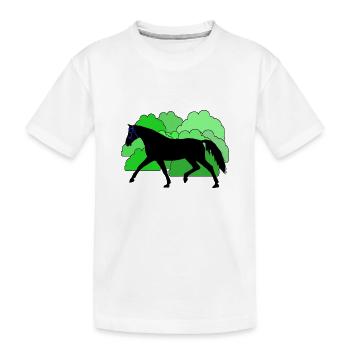 Pferd Pferde Rappe - Kinder Premium Bio T-Shirt - Weiß - Vorne