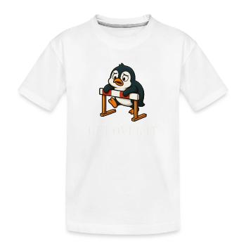 Cute Penguin Hurdler Saying Overcoming It - Kids' Premium Organic T-Shirt - white - Front