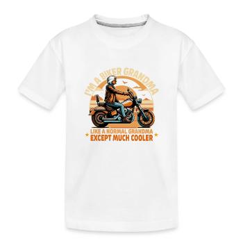 Oma Biker Ride Neuheit Design - Kinder Premium Bio T-Shirt - Weiß - Vorne