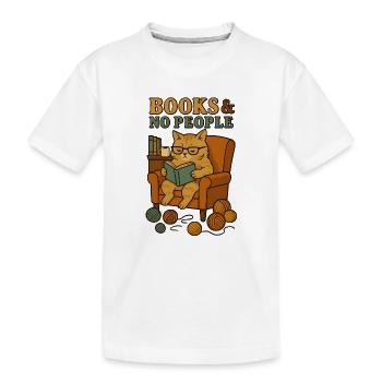 Katzenleser im gemütlichen Sessel - Kinder Premium Bio T-Shirt - Weiß - Vorne
