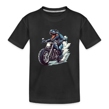 T-Rex préhistorique sur moto - T-shirt bio Premium Enfant - noir - Devant