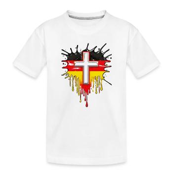 CROIX CHRÉTIENNE DRAPEAU ALLEMAND - T-shirt bio Premium Enfant - blanc - Devant