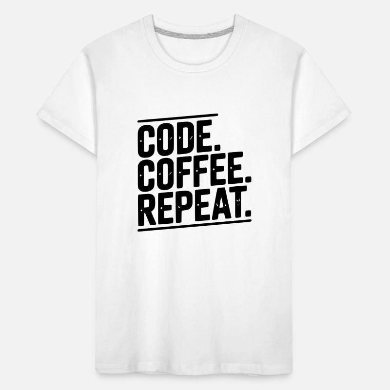 Codice Coffee Repeat Maglietta ecologica premium per bambini