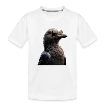 Corbeau, Corbeau, Oiseau, Corbeau Corbeau, Choucas, Corbeau noir - T-shirt bio Premium Enfant - blanc - Devant