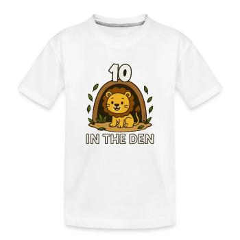 10 Dix dans la tanière Lion Anniversaire - T-shirt bio Premium Enfant - blanc - Devant