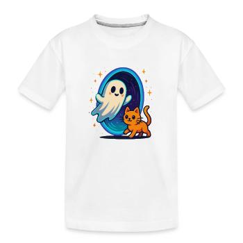 Ghost cat through star portal - Kids' Premium Organic T-Shirt - white - Front