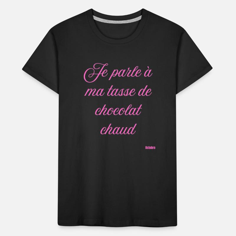 Pink Script Becher mit heißer Schokolade Kinder Premium Bio T-Shirt