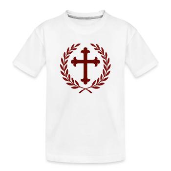 Croix dans une couronne de laurier - T-shirt bio Premium Enfant - blanc - Devant