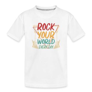 Rock Your World Every Day Music Guitar Rock Band - Kinder Premium Bio T-Shirt - Weiß - Vorne