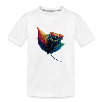 Raie manta, raie diable, raie pastenague, plongeur - T-shirt bio Premium Enfant - blanc - Devant