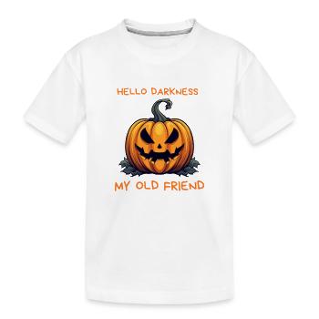 Hello Darkness Pumpkin Halloween Humor Kürbis - Kinder Premium Bio T-Shirt - Weiß - Vorne