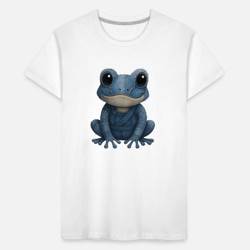 Denim Patchwork Frog Kids' Premium Organic T-Shirt