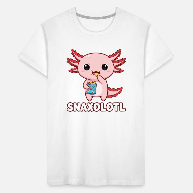 Mignon axolotl rose mangeant des chips T-shirt bio Premium Enfant