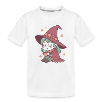 Sorcière cosy avec thé pastel - T-shirt bio Premium Enfant - blanc - Devant