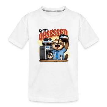 Coffee Obsessed Sloth Caffeine - Kids' Premium Organic T-Shirt - white - Front
