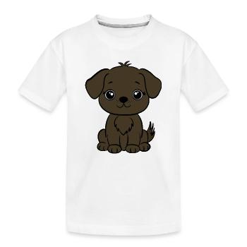 Brauner Hundewelpe - Kinder Premium Bio T-Shirt - Weiß - Vorne