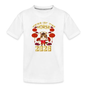 Jahr des Pferdes 2026 Chinesisches Neujahr - Kinder Premium Bio T-Shirt - Weiß - Vorne