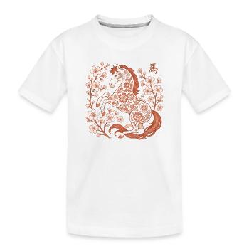 Chinesisches Neujahr der Frauen im Jahr des Pferde - Kinder Premium Bio T-Shirt - Weiß - Vorne