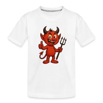 Diable de dessin animé joyeux – Design de diable drôle - T-shirt bio Premium Enfant - blanc - Devant