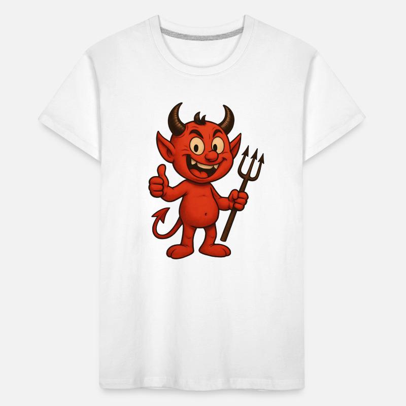 Cheerful Cartoon Devil – Funny Devil Design Kids' Premium Organic T-Shirt