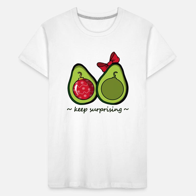 Avocado mit Weihnachtskugel als Kern Kinder Premium Bio T-Shirt