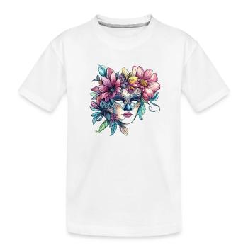 Floral mask in masquerade ball style - Kids' Premium Organic T-Shirt - white - Front