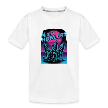 Night Howlers Retro Wolf Rudel Mondnacht - Kinder Premium Bio T-Shirt - Weiß - Vorne
