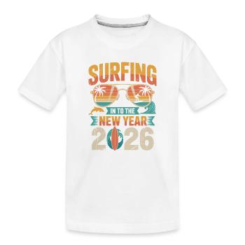 Surfer dans la nouvelle année 2026 - T-shirt bio Premium Enfant - blanc - Devant