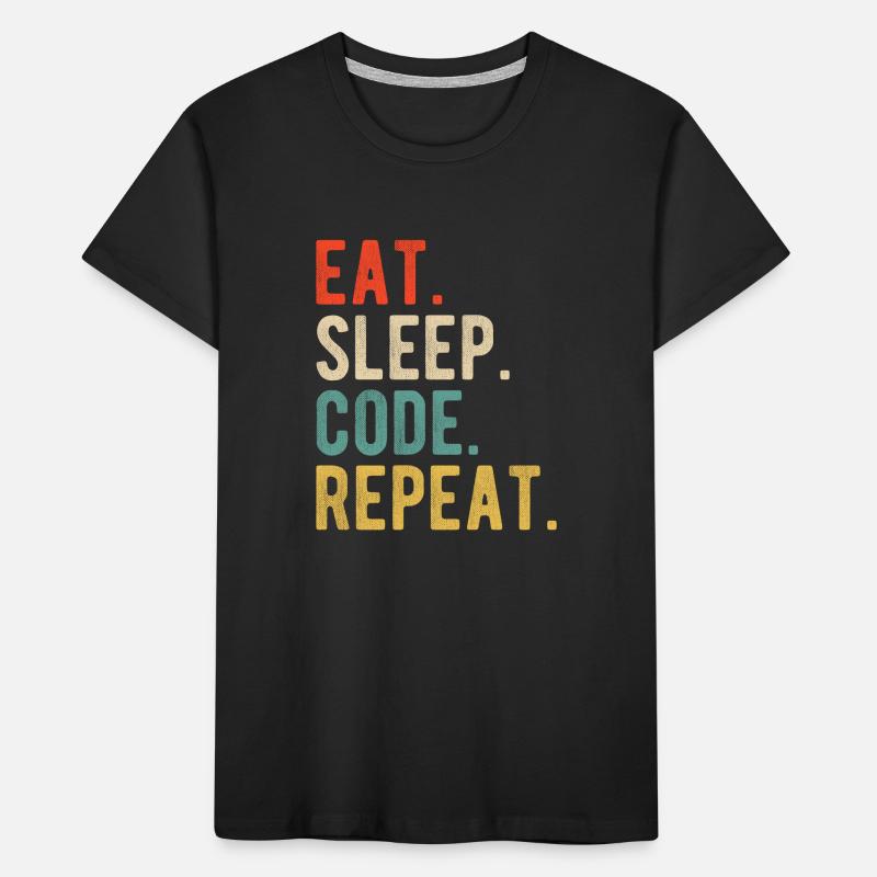 Eat Sleep Code Repeat Programmer Nerd Retro T-shirt bio Premium Enfant