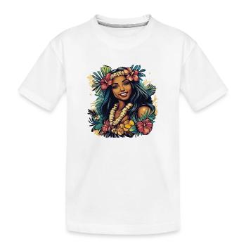 Tropische Hula-Blumenkranz - Kinder Premium Bio T-Shirt - Weiß - Vorne