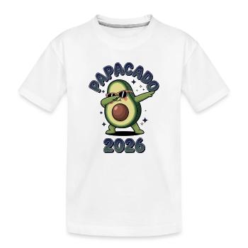 Papacado 2026 Avocado Dance Baby Papa Vater Werden - Kinder Premium Bio T-Shirt - Weiß - Vorne