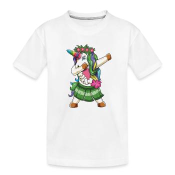 Tupfen von Hawaiian Unicorn Hula Dancer Girl - Kinder Premium Bio T-Shirt - Weiß - Vorne