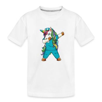 Infirmière Unicorne en Dab - Drôle de soins médicaux - T-shirt bio Premium Enfant - blanc - Devant