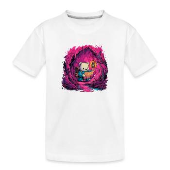 Panda dans la lumière rose de la grotte - T-shirt bio Premium Enfant - blanc - Devant