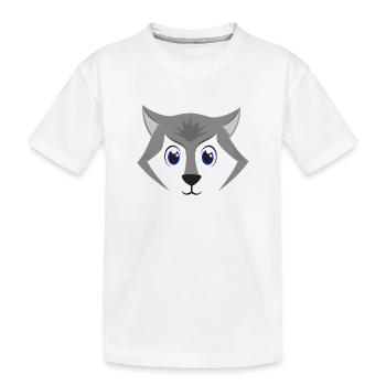 Cute Wolf Face Kawaii Grey Timber Wolf Costume - Kids' Premium Organic T-Shirt - white - Front