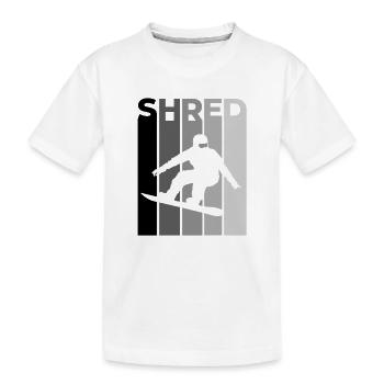 SHRED Snowboarder – Snowboard Saying & Action - Kids' Premium Organic T-Shirt - white - Front