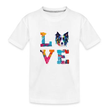 Colorful Border Collie Love Dog Art Portrait - Kids' Premium Organic T-Shirt - white - Front