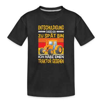 Bagger Kinder Outfits Baustelle Baggerfahrer - Kinder Premium Bio T-Shirt - Schwarz - Vorne