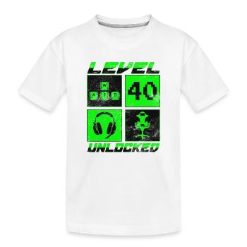 40th Birthday Level 40 Unlocked 40 Years Gamer - Kids' Premium Organic T-Shirt - white - Front