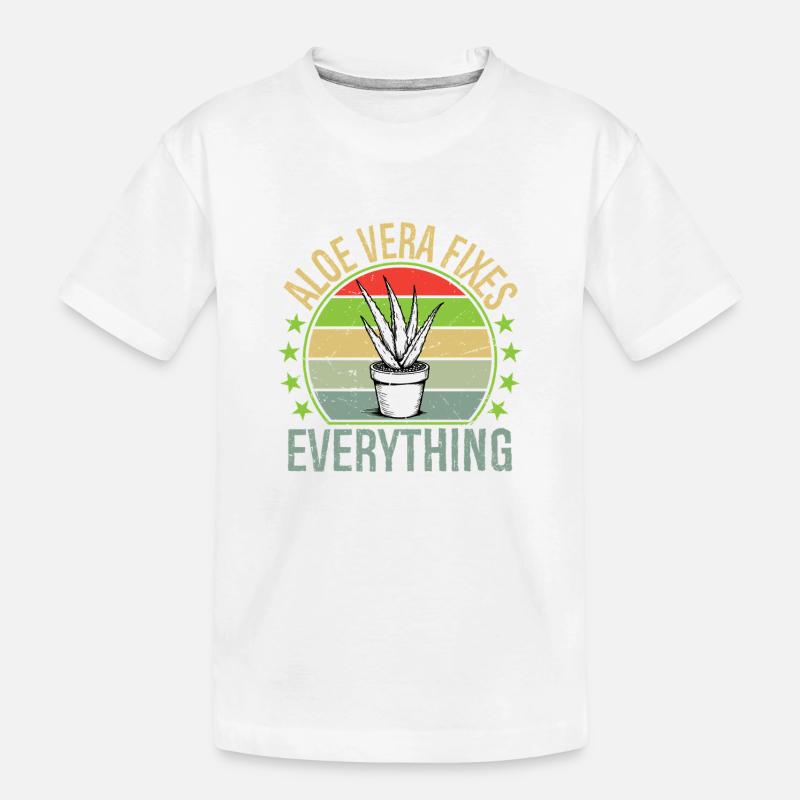 Aloe Vera Fixes Everything Funny Succulent Gard - Kinder Premium Bio T-Shirt - Weiß