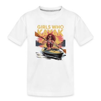 Girls Who Kayak Heaven Gift Design - Kinder Premium Bio T-Shirt - Weiß - Vorne